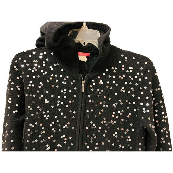 Women's Small J.Crew Wool sweatshirt hoodie black Sequins full zip - Picture 5 of 7